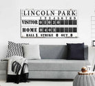 Baseball Scoreboard Sign handmade by ToeFishArt. Original, custom, personalized wall decor signs. Canvas, Wood or Metal. Rustic modern farmhouse, cottagecore, vintage, retro, industrial, Americana, primitive, country, coastal, minimalist.