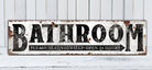 Bathroom Please Seat Yourself-Open 24 Hours Sign handmade by ToeFishArt. Original, custom, personalized wall decor signs. Canvas, Wood or Metal. Rustic modern farmhouse, cottagecore, vintage, retro, industrial, Americana, primitive, country, coastal, minimalist.