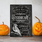 Black Raven Apothecary Sign handmade by ToeFishArt. Original, custom, personalized wall decor signs. Canvas, Wood or Metal. Rustic modern farmhouse, cottagecore, vintage, retro, industrial, Americana, primitive, country, coastal, minimalist.