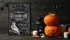 Black Raven Apothecary Sign handmade by ToeFishArt. Original, custom, personalized wall decor signs. Canvas, Wood or Metal. Rustic modern farmhouse, cottagecore, vintage, retro, industrial, Americana, primitive, country, coastal, minimalist.