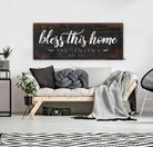 Bless This Home Sign handmade by ToeFishArt. Original, custom, personalized wall decor signs. Canvas, Wood or Metal. Rustic modern farmhouse, cottagecore, vintage, retro, industrial, Americana, primitive, country, coastal, minimalist.
