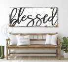 Blessed Sign handmade by ToeFishArt. Original, custom, personalized wall decor signs. Canvas, Wood or Metal. Rustic modern farmhouse, cottagecore, vintage, retro, industrial, Americana, primitive, country, coastal, minimalist.