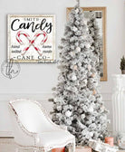 Candy Cane Co. Sign handmade by ToeFishArt. Original, custom, personalized wall decor signs. Canvas, Wood or Metal. Rustic modern farmhouse, cottagecore, vintage, retro, industrial, Americana, primitive, country, coastal, minimalist.