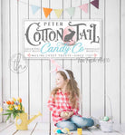 Cottontail Candy Co. Sign handmade by ToeFishArt. Original, custom, personalized wall decor signs. Canvas, Wood or Metal. Rustic modern farmhouse, cottagecore, vintage, retro, industrial, Americana, primitive, country, coastal, minimalist.