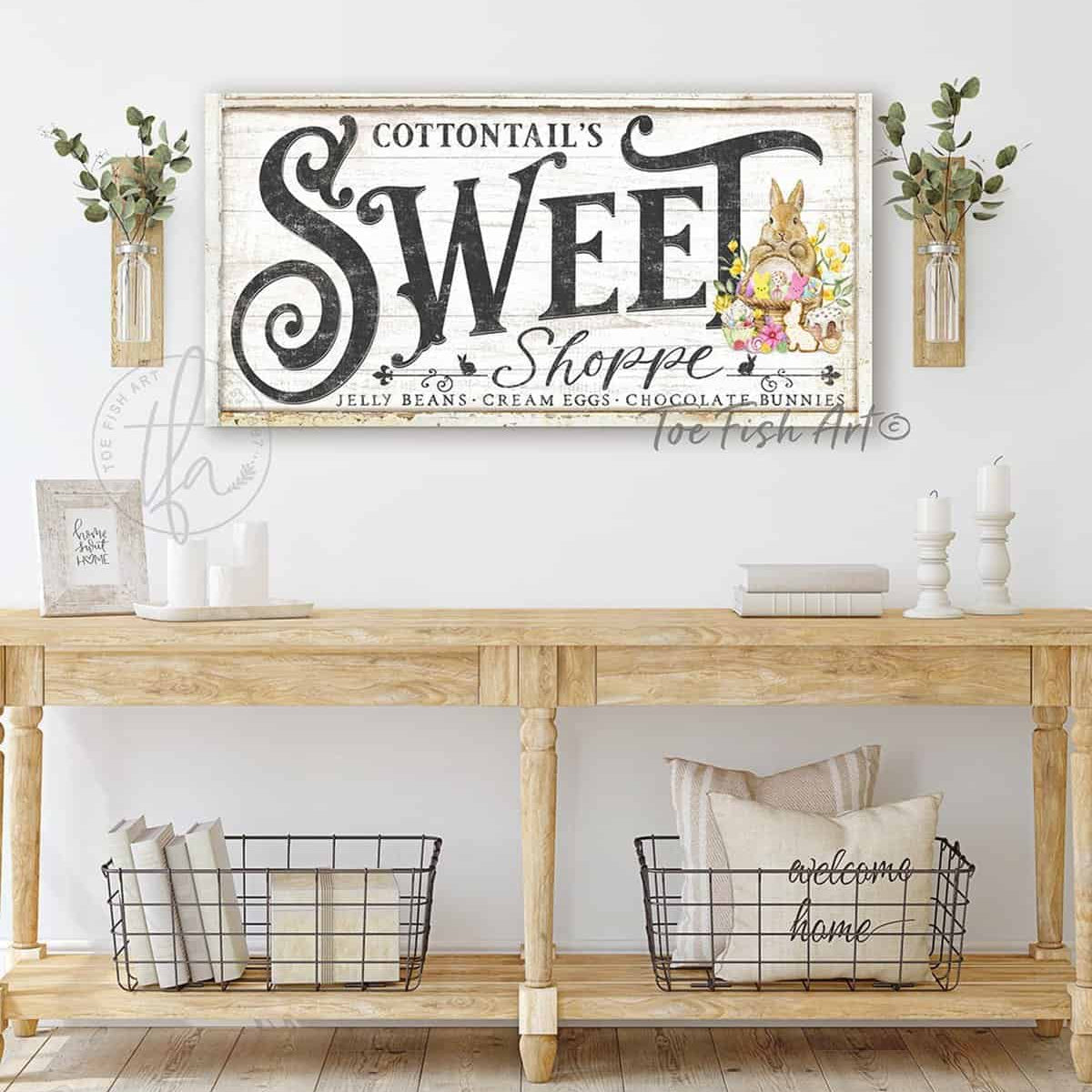 Cottontail’s Sweet Shoppe Candy Easter Decoration Spring Décor Sign ...