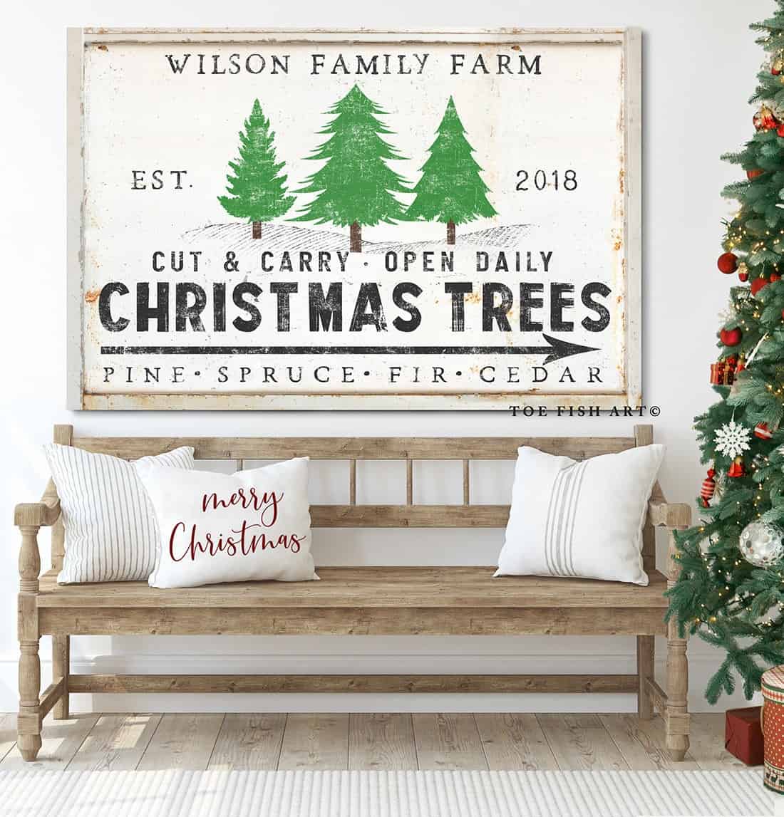 Cut & Carry Christmas Trees Personalized Sign – Toe Fish Art