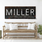 Family Name Sign handmade by ToeFishArt. Original, custom, personalized wall decor signs. Canvas, Wood or Metal. Rustic modern farmhouse, cottagecore, vintage, retro, industrial, Americana, primitive, country, coastal, minimalist.