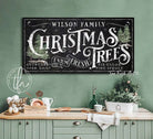 Farm Fresh Christmas Trees Sign handmade by ToeFishArt. Original, custom, personalized wall decor signs. Canvas, Wood or Metal. Rustic modern farmhouse, cottagecore, vintage, retro, industrial, Americana, primitive, country, coastal, minimalist.