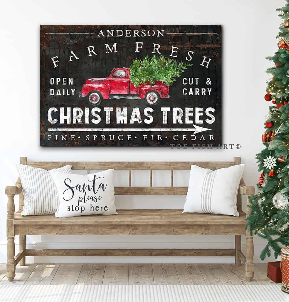 Farm Fresh Christmas Trees Personalized Sign – Toe Fish Art