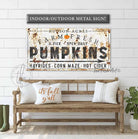 Farm Fresh Pumpkins Personalized Sign handmade by ToeFishArt. Original, custom, personalized wall decor signs. Canvas, Wood or Metal. Rustic modern farmhouse, cottagecore, vintage, retro, industrial, Americana, primitive, country, coastal, minimalist.