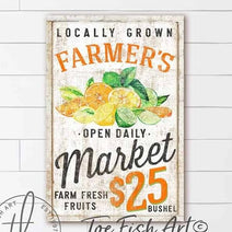 Farmers Market Colorful Citrus Canvas or Outdoor Metal Sign with color options