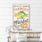 Farmer's Market Sign handmade by ToeFishArt. Original, custom, personalized wall decor signs. Canvas, Wood or Metal. Rustic modern farmhouse, cottagecore, vintage, retro, industrial, Americana, primitive, country, coastal, minimalist.