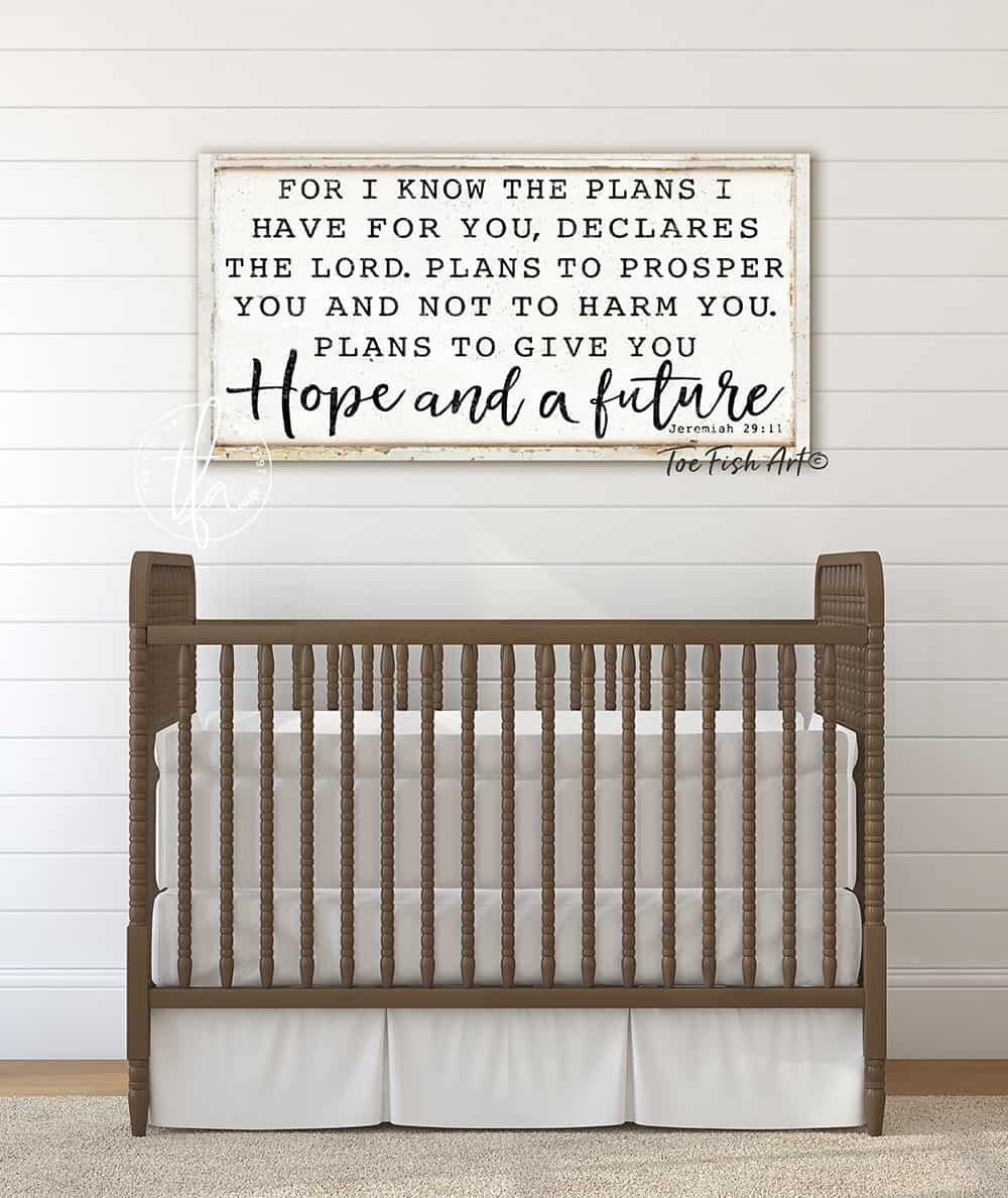 For I Know The Plans I Have For Yo Sign handmade by ToeFishArt. Original, custom, personalized wall decor signs. Canvas, Wood or Metal. Rustic modern farmhouse, cottagecore, vintage, retro, industrial, Americana, primitive, country, coastal, minimalist.