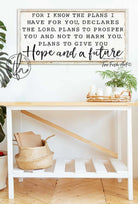For I Know The Plans I Have For Yo Sign handmade by ToeFishArt. Original, custom, personalized wall decor signs. Canvas, Wood or Metal. Rustic modern farmhouse, cottagecore, vintage, retro, industrial, Americana, primitive, country, coastal, minimalist.