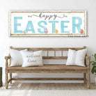 Happy Easter Sign handmade by ToeFishArt. Original, custom, personalized wall decor signs. Canvas, Wood or Metal. Rustic modern farmhouse, cottagecore, vintage, retro, industrial, Americana, primitive, country, coastal, minimalist.