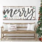 Have Yourself a Merry Little Christmas Sign handmade by ToeFishArt. Original, custom, personalized wall decor signs. Canvas, Wood or Metal. Rustic modern farmhouse, cottagecore, vintage, retro, industrial, Americana, primitive, country, coastal, minimalist.