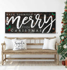 Have Yourself a Merry Little Christmas Sign handmade by ToeFishArt. Original, custom, personalized wall decor signs. Canvas, Wood or Metal. Rustic modern farmhouse, cottagecore, vintage, retro, industrial, Americana, primitive, country, coastal, minimalist.