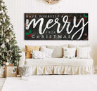 Have Yourself a Merry Little Christmas Sign handmade by ToeFishArt. Original, custom, personalized wall decor signs. Canvas, Wood or Metal. Rustic modern farmhouse, cottagecore, vintage, retro, industrial, Americana, primitive, country, coastal, minimalist.