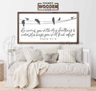 He Covers You With His Feathers Sign handmade by ToeFishArt. Original, custom, personalized wall decor signs. Canvas, Wood or Metal. Rustic modern farmhouse, cottagecore, vintage, retro, industrial, Americana, primitive, country, coastal, minimalist.