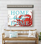 Home Beachy Home Sign handmade by ToeFishArt. Original, custom, personalized wall decor signs. Canvas, Wood or Metal. Rustic modern farmhouse, cottagecore, vintage, retro, industrial, Americana, primitive, country, coastal, minimalist.