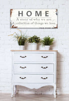 Home Definition Sign handmade by ToeFishArt. Original, custom, personalized wall decor signs. Canvas, Wood or Metal. Rustic modern farmhouse, cottagecore, vintage, retro, industrial, Americana, primitive, country, coastal, minimalist.