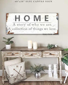 Home Definition Sign handmade by ToeFishArt. Original, custom, personalized wall decor signs. Canvas, Wood or Metal. Rustic modern farmhouse, cottagecore, vintage, retro, industrial, Americana, primitive, country, coastal, minimalist.