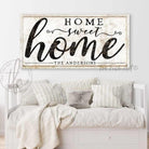Home Sweet Home Sign handmade by ToeFishArt. Original, custom, personalized wall decor signs. Canvas, Wood or Metal. Rustic modern farmhouse, cottagecore, vintage, retro, industrial, Americana, primitive, country, coastal, minimalist.