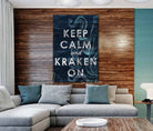 Keep Calm and Kraken On Sign handmade by ToeFishArt. Original, custom, personalized wall decor signs. Canvas, Wood or Metal. Rustic modern farmhouse, cottagecore, vintage, retro, industrial, Americana, primitive, country, coastal, minimalist.