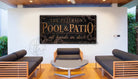 Kraken Pool & Patio Sign handmade by ToeFishArt. Original, custom, personalized wall decor signs. Canvas, Wood or Metal. Rustic modern farmhouse, cottagecore, vintage, retro, industrial, Americana, primitive, country, coastal, minimalist.