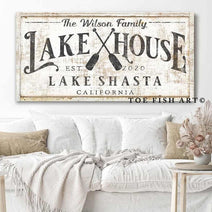 Lake House Personalized Canvas or Outdoor Metal Sign (Color Options)