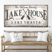 Lake House Personalized Canvas or Outdoor Metal Sign (Color Options)