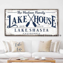 Lake House Personalized Canvas or Outdoor Metal Sign (Color Options)