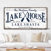 Lake House Personalized Canvas Sign with Color Options