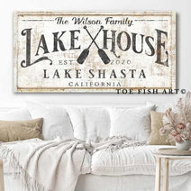 Lake House Personalized Canvas Sign with Color Options