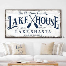 Lake House Personalized Canvas Sign with Color Options