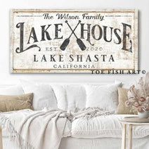 Lake House Personalized Canvas Sign with Color Options