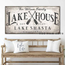 Lake House Personalized Canvas Sign with Color Options