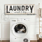 Add a fun touch to your laundry room, utility room, or mudroom with the witty wording of Toe Fish Art's Laundry Sign. This piece adds vintage modern farmhouse flair to any home. Be surrounded by decor you LOVE! Choose between premium framed canvas or durable outdoor metal. Toe Fish Art makes artisan wall art with American materials. Proudly Made in the USA, each piece is expertly constructed with genuine craftsmanship, heritage quality, and rustic charm.