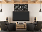 Lower Level Lounge Sign handmade by ToeFishArt. Original, custom, personalized wall decor signs. Canvas, Wood or Metal. Rustic modern farmhouse, cottagecore, vintage, retro, industrial, Americana, primitive, country, coastal, minimalist.