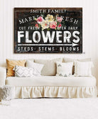 Market Fresh Flowers Sign handmade by ToeFishArt. Original, custom, personalized wall decor signs. Canvas, Wood or Metal. Rustic modern farmhouse, cottagecore, vintage, retro, industrial, Americana, primitive, country, coastal, minimalist.