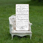 May Joy & Peace Surround You Sign handmade by ToeFishArt. Original, custom, personalized wall decor signs. Canvas, Wood or Metal. Rustic modern farmhouse, cottagecore, vintage, retro, industrial, Americana, primitive, country, coastal, minimalist.