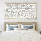 May the Lord Bless You and Keep You Sign handmade by ToeFishArt. Original, custom, personalized wall decor signs. Canvas, Wood or Metal. Rustic modern farmhouse, cottagecore, vintage, retro, industrial, Americana, primitive, country, coastal, minimalist.