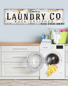 Mom's Personalized Laundry Co. Sign Wash Dry Fold handmade by ToeFishArt. Original, custom, personalized wall decor signs. Canvas, Wood or Metal. Rustic modern farmhouse, cottagecore, vintage, retro, industrial, Americana, primitive, country, coastal, minimalist.