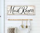 Mud Room Personalized Sign, The Dirt Stops Here, Stylish Witty Modern Farmhouse Wall Art for Laundry Room Entryway Decor handmade by ToeFishArt. Original, custom, personalized wall decor signs. Canvas, Wood or Metal. Rustic modern farmhouse, cottagecore, vintage, retro, industrial, Americana, primitive, country, coastal, minimalist.