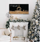 O Holy Night Nativity Sign handmade by ToeFishArt. Original, custom, personalized wall decor signs. Canvas, Wood or Metal. Rustic modern farmhouse, cottagecore, vintage, retro, industrial, Americana, primitive, country, coastal, minimalist.