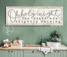 Oh Holy Night the Stars are Brightly Shining Sign handmade by ToeFishArt. Original, custom, personalized wall decor signs. Canvas, Wood or Metal. Rustic modern farmhouse, cottagecore, vintage, retro, industrial, Americana, primitive, country, coastal, minimalist.