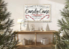 Old Fashioned Candy Cane Co. Sign handmade by ToeFishArt. Original, custom, personalized wall decor signs. Canvas, Wood or Metal. Rustic modern farmhouse, cottagecore, vintage, retro, industrial, Americana, primitive, country, coastal, minimalist.