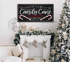 Old Fashioned Candy Cane Company Sign handmade by ToeFishArt. Original, custom, personalized wall decor signs. Canvas, Wood or Metal. Rustic modern farmhouse, cottagecore, vintage, retro, industrial, Americana, primitive, country, coastal, minimalist.
