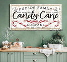 Old Fashioned Candy Cane Company Sign handmade by ToeFishArt. Original, custom, personalized wall decor signs. Canvas, Wood or Metal. Rustic modern farmhouse, cottagecore, vintage, retro, industrial, Americana, primitive, country, coastal, minimalist.