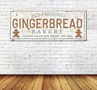 Old Fashioned Gingerbread Bakery Sign handmade by ToeFishArt. Original, custom, personalized wall decor signs. Canvas, Wood or Metal. Rustic modern farmhouse, cottagecore, vintage, retro, industrial, Americana, primitive, country, coastal, minimalist.